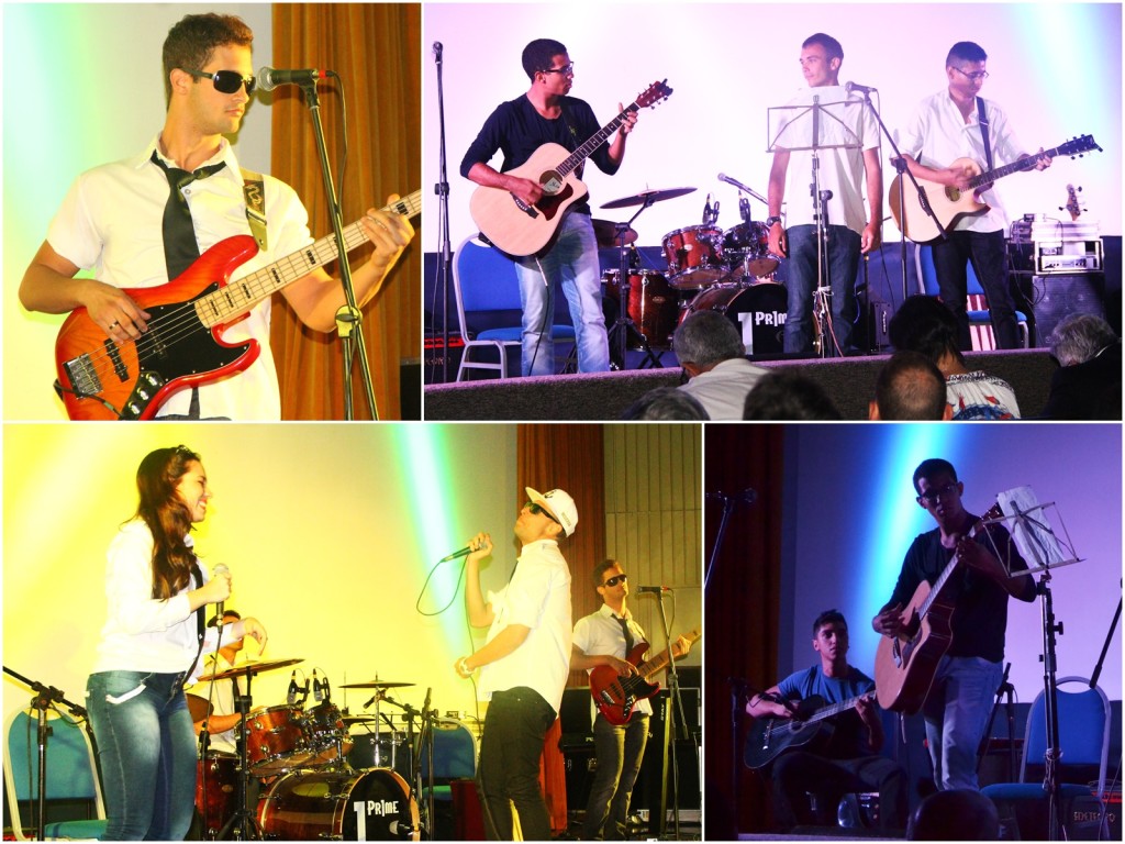 Terceiranistas da banda Olívia e seus Rebeldes e primeiranistas da banda Two Days se apresentam na FIC 2015. (Imagem: Jornal Pelicano)
